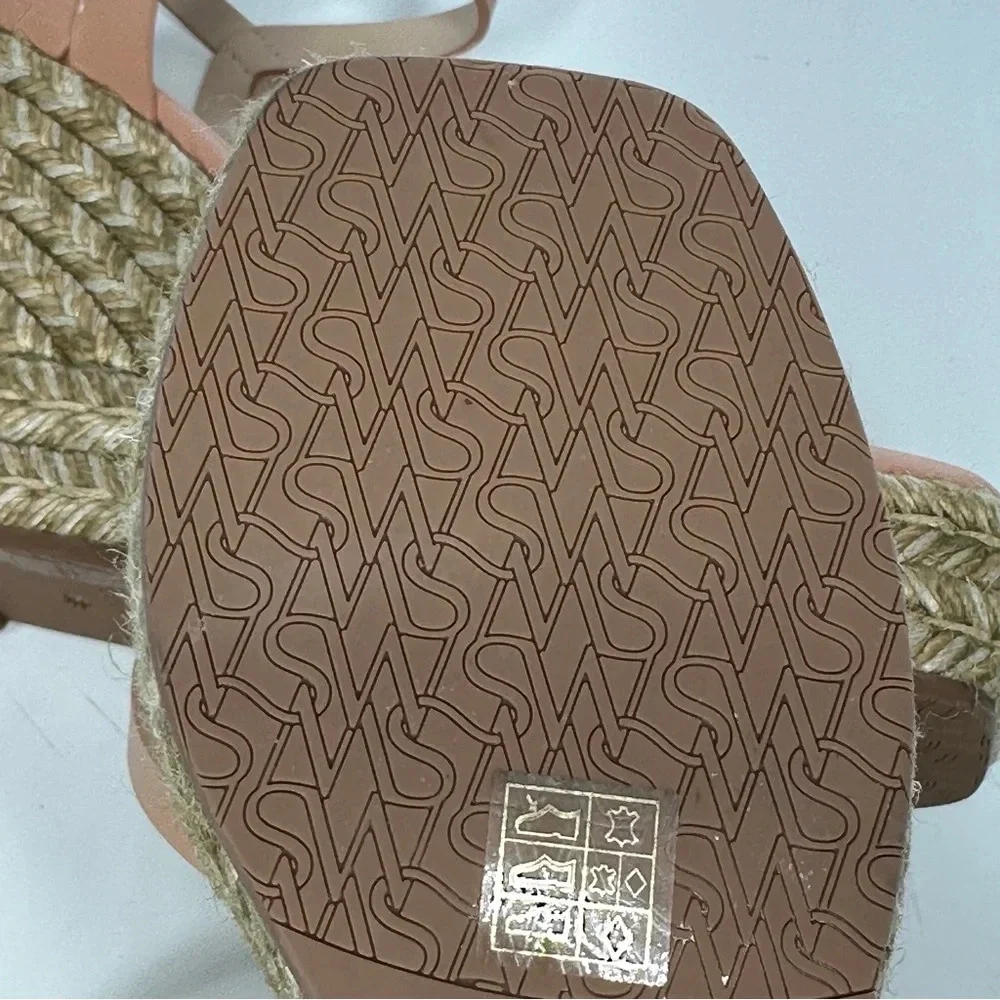 Stuart Weitzman Tan Braida Max Leather Espadrille Wedge Sandals Sz: 6.5